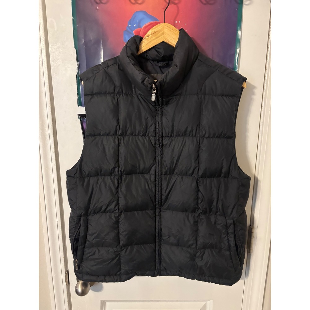 Eddie Bauer Mens Goose Down Puffer Vest Black Quilted Mock Neck Size M